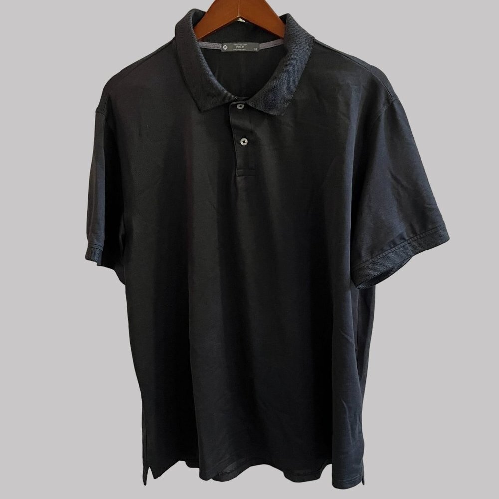 Member Only Polo Shirt Mens Black Extra XL Stretch Split‎ Hem Collard Button